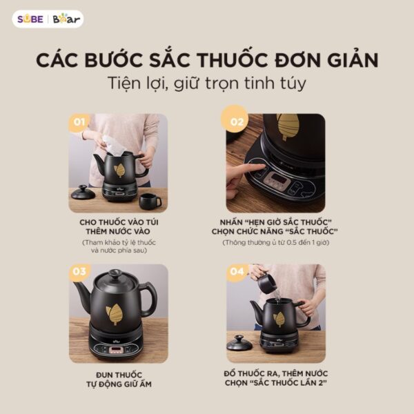 Ấm sắc thuốc Bear HTM-4H40X