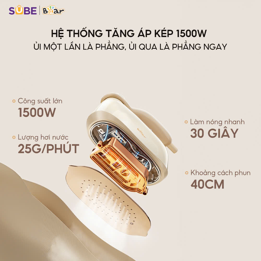 Công suất bàn ủi Bear lớn, là phẳng quần áo nhanh 