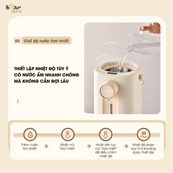 Bình thuỷ điện Bear 5L SB-BTD5L - Màu Kem | Bản Quốc tế - Ảnh 13