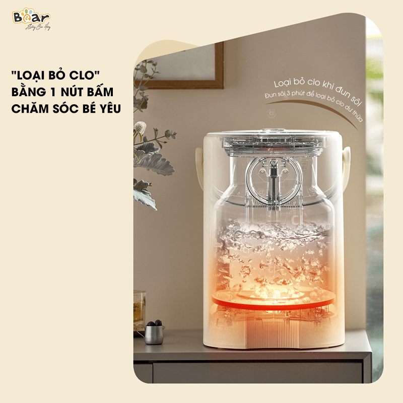 Bình thủy điện Bear 5L SB-BTD5L giúp loại bỏ Clo an toàn cho bé yêu