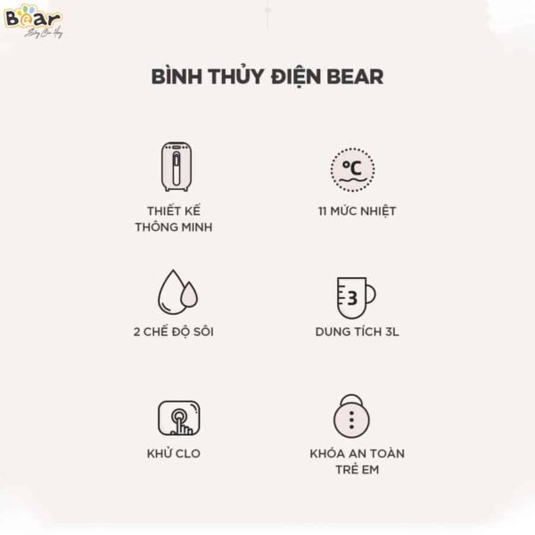 Bình thủy điện Bear 3L KE-B30V1, 11 chức năng giữ ấm - Ảnh 4