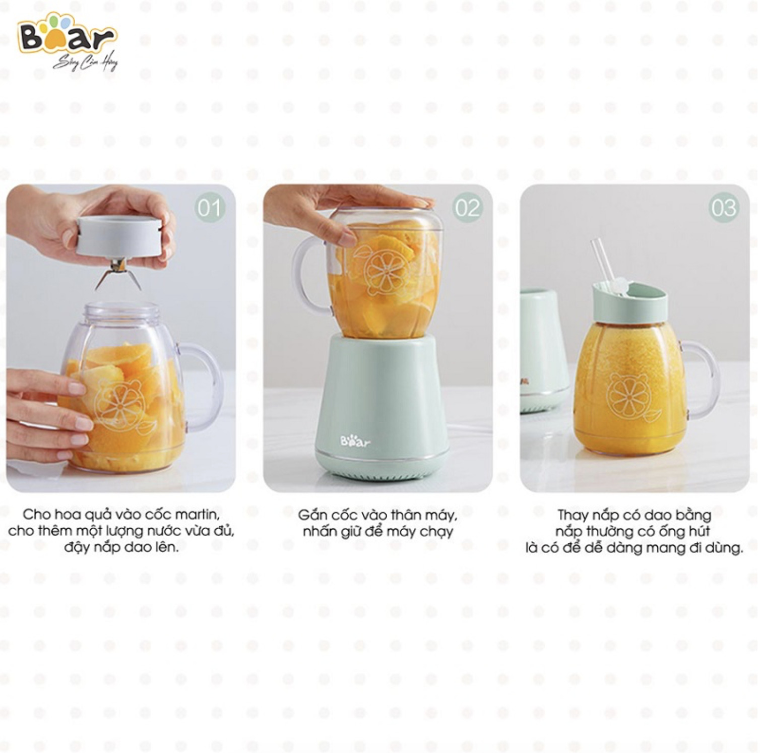 HDSD Máy xay sinh tố Bear LLJ-D04A1 Máy xay sinh tố Bear LLJ-D04A1