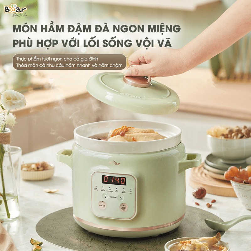 Nồi nấu chậm Bear mẫu mới 2L SB-NNC20 nấu món hầm đậm đà Nồi nấu chậm Bear mẫu mới 2L SB-NNC20