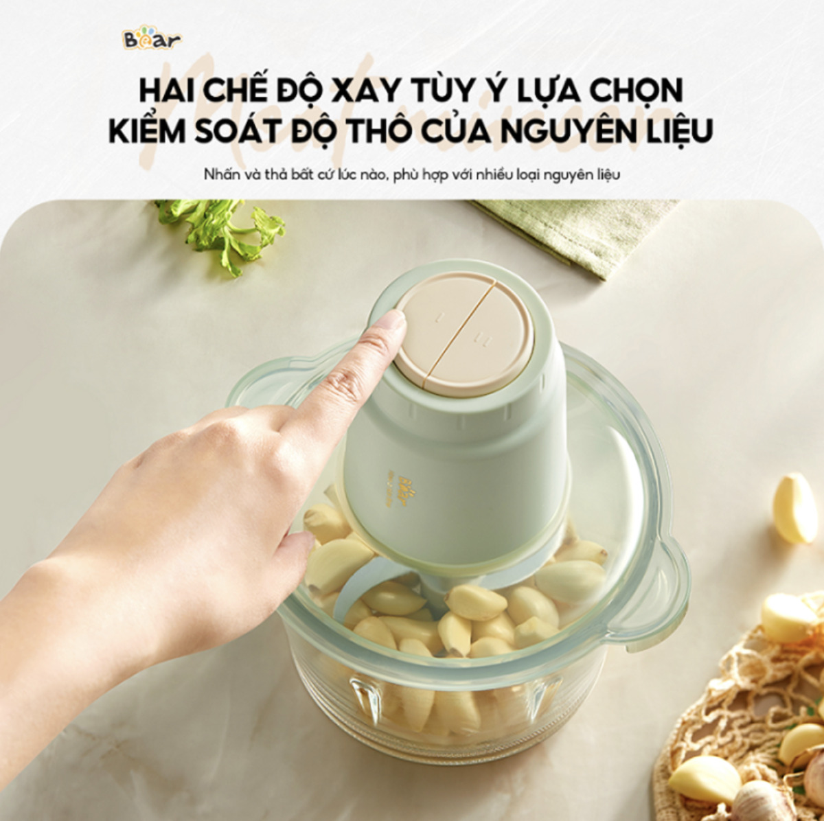 Hai chế độ của máy xay thịt Bear 1.8L SB-MX20A Máy xay thịt Bear 1.8L SB-MX20A