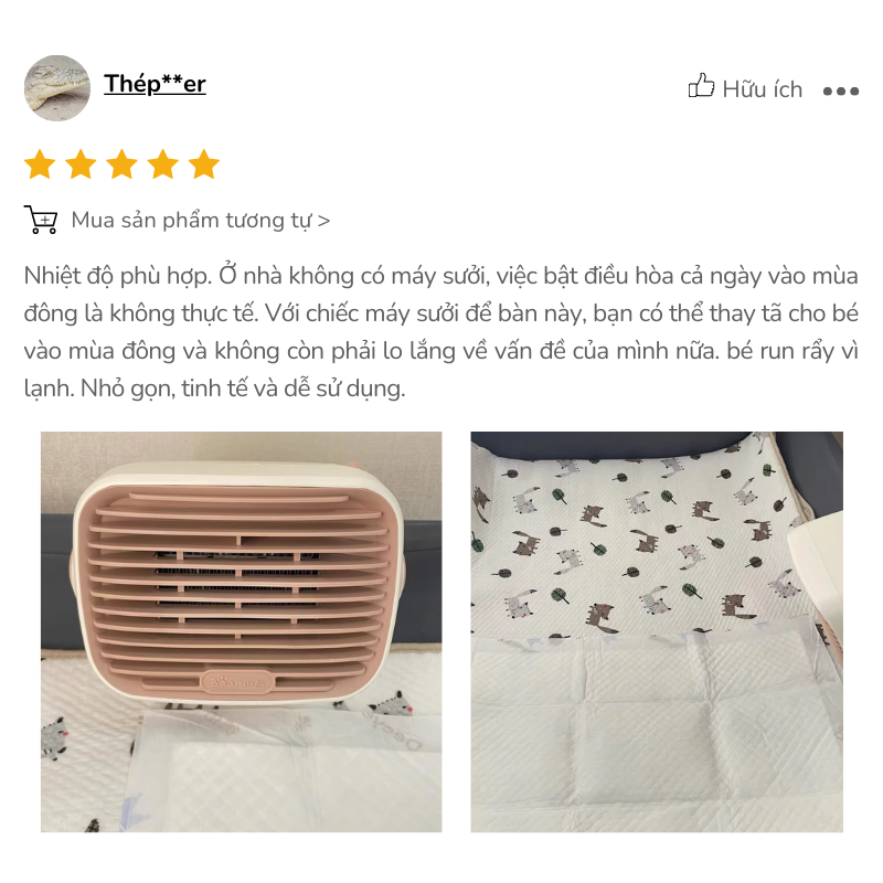 Mẹ  mua về sưởi ấm khi thay tã cho bé vào mùa đông cực tiện lợi 