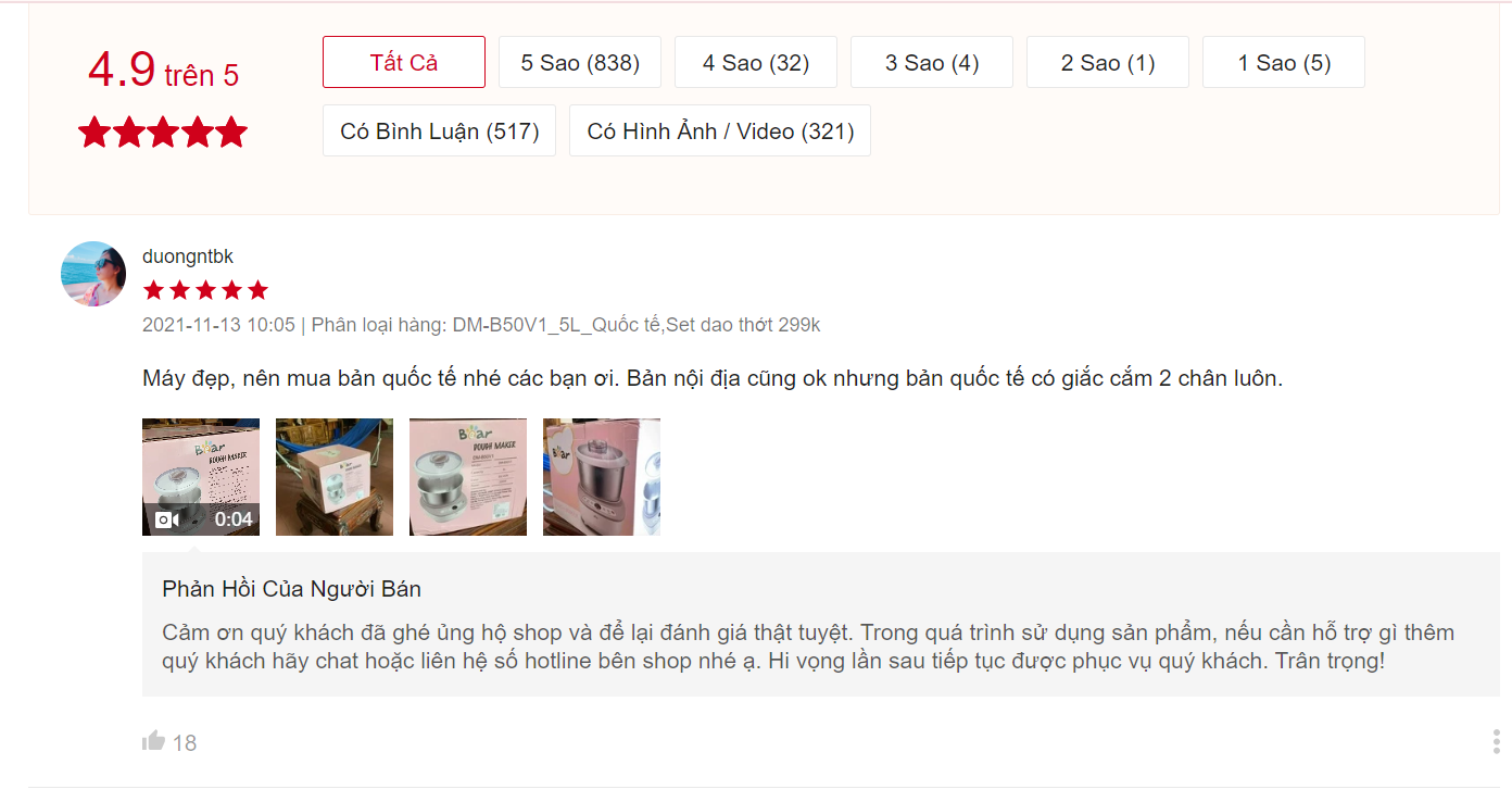 Máy trộn bột Bear 5L tiết kiệm công sức trộn bột