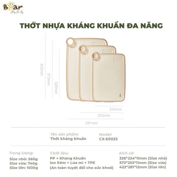 Thớt kháng khuẩn đa năng Bear CX-E0023 - Ảnh 2
