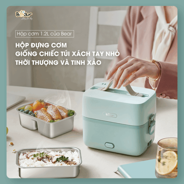 Hộp cơm Bear 2 tầng SB-HC12L khóa kín, chống tràn | Bản Quốc tế - Ảnh 2