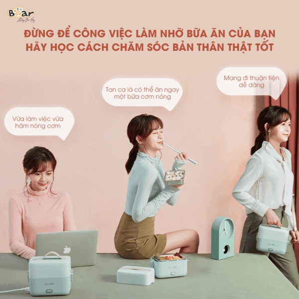 Hộp cơm Bear 2 tầng SB-HC12L khóa kín, chống tràn | Bản Quốc tế - Ảnh 16