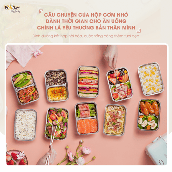 Hộp cơm Bear 2 tầng SB-HC12L khóa kín, chống tràn | Bản Quốc tế - Ảnh 17