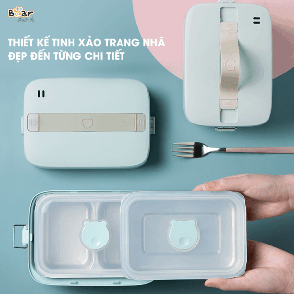 Hộp cơm Bear 2 tầng SB-HC12L khóa kín, chống tràn | Bản Quốc tế - Ảnh 6