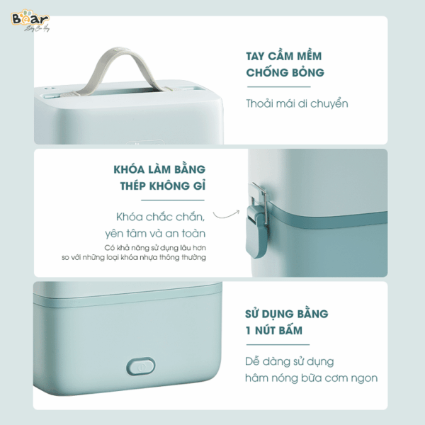 Hộp cơm Bear 2 tầng SB-HC12L khóa kín, chống tràn | Bản Quốc tế - Ảnh 5