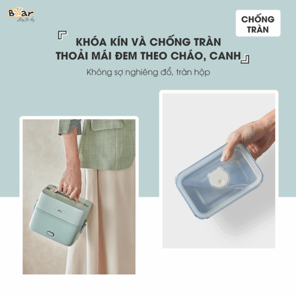 Hộp cơm Bear 2 tầng SB-HC12L khóa kín, chống tràn | Bản Quốc tế - Ảnh 11