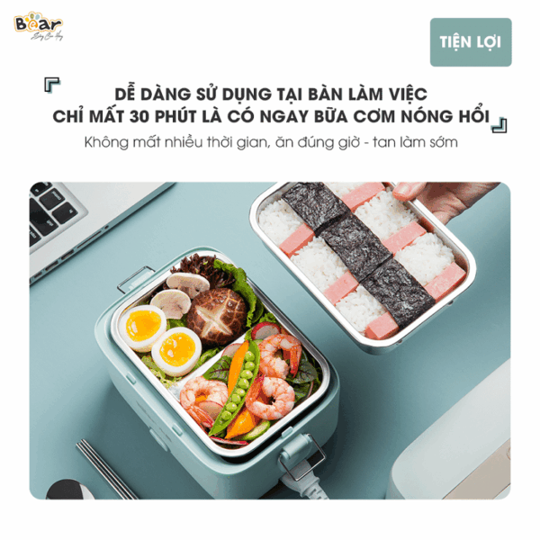 Hộp cơm Bear 2 tầng SB-HC12L khóa kín, chống tràn | Bản Quốc tế - Ảnh 13