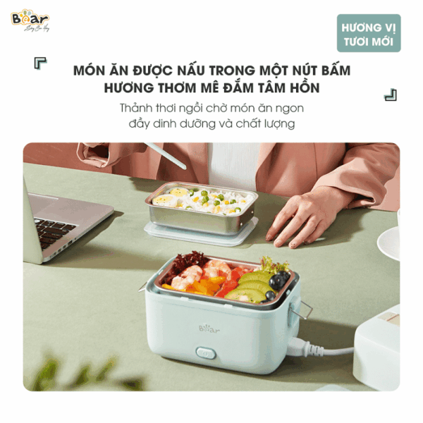 Hộp cơm Bear 2 tầng SB-HC12L khóa kín, chống tràn | Bản Quốc tế - Ảnh 14