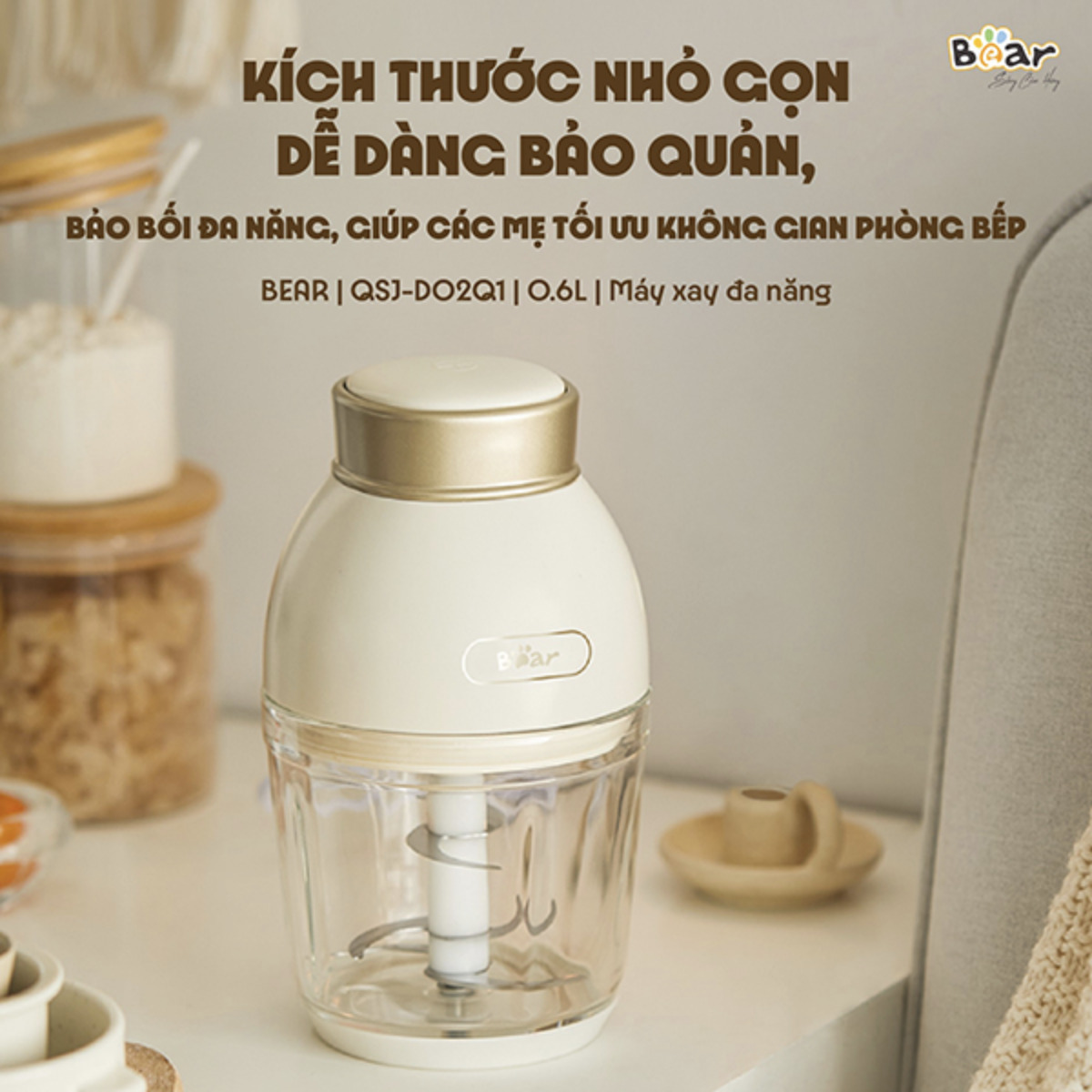 Kích thước máy xay ăn dặm bear 0.6l QSJ-D02Q1 máy xay ăn dặm bear 0.6l QSJ-D02Q1