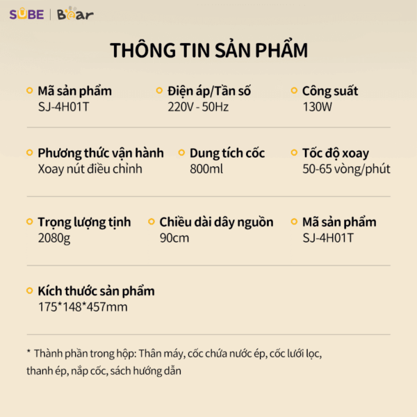 Máy ép chậm Bear SJ-4H01T - Ảnh 10