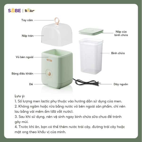 Máy làm sữa chua Bear 1L SB-SC12C - Ảnh 16