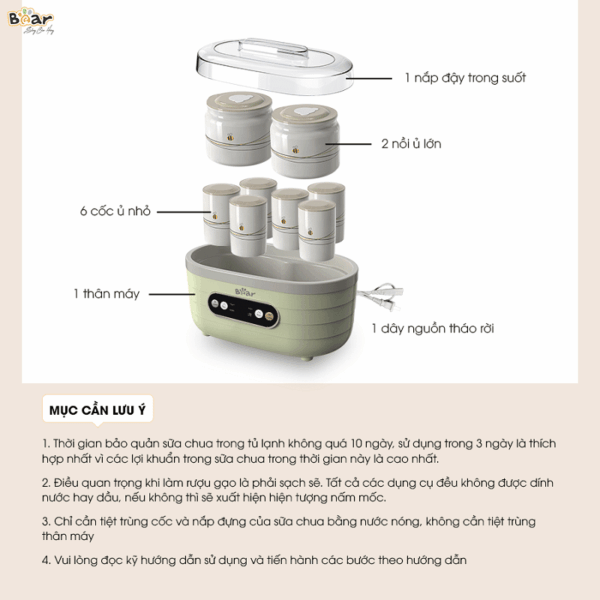 Máy làm sữa chua Bear SB-SC10C - Ảnh 12