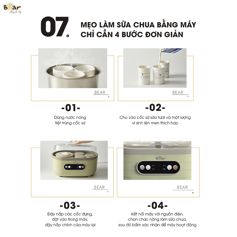 Cách làm sữa chua đơn giản bằng máy làm sữa chua Bear SB-SC10C Cách làm sữa chua đơn giản bằng máy làm sữa chua Bear SB-SC10C