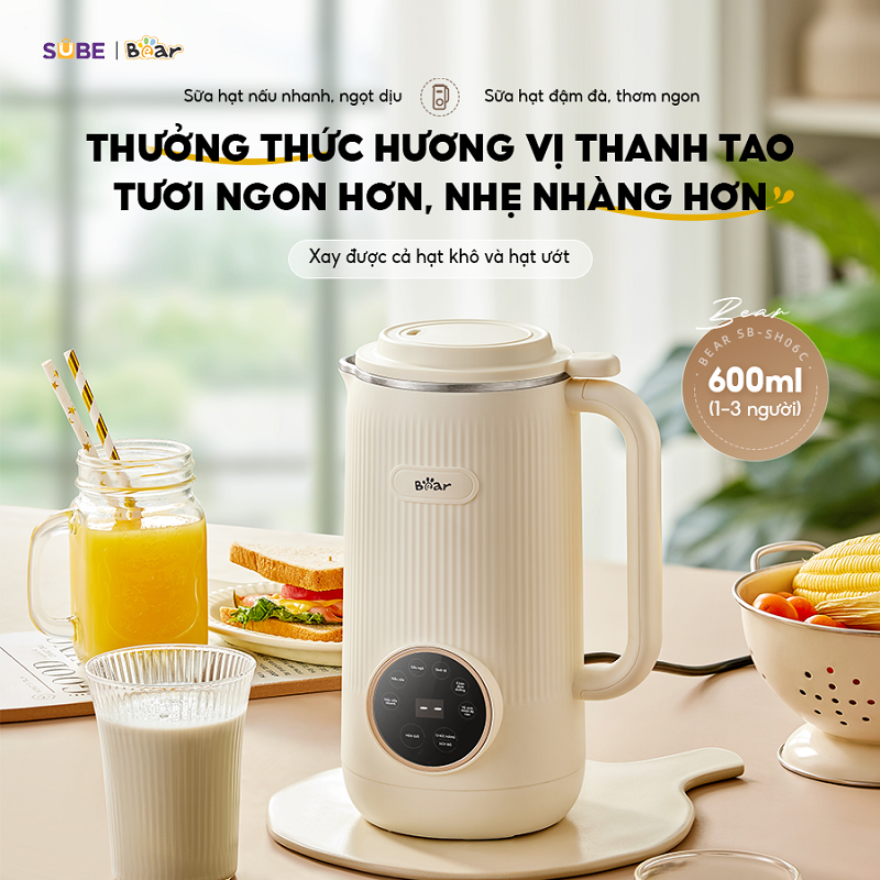 Lưu ý khi sử dụng máy làm sữa hạt đa năng Bear 0.6L (màu kem) SB-SH06C