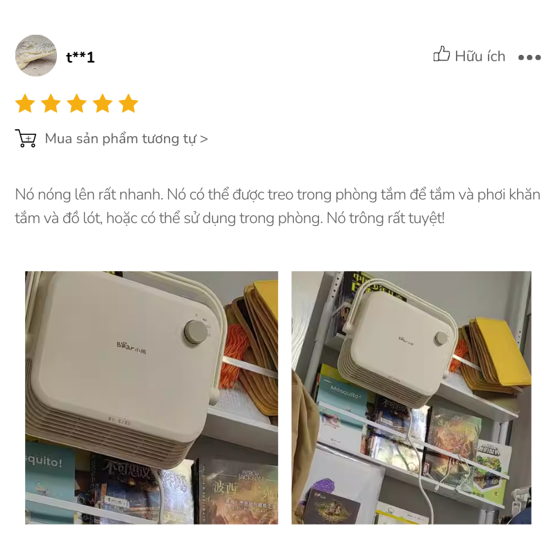 Máy sưởi gốm ấm nhanh, treo được trong phòng tắm 
