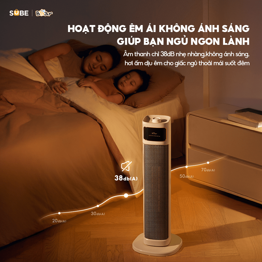 Máy sưởi gốm Bear hoạt động êm ái