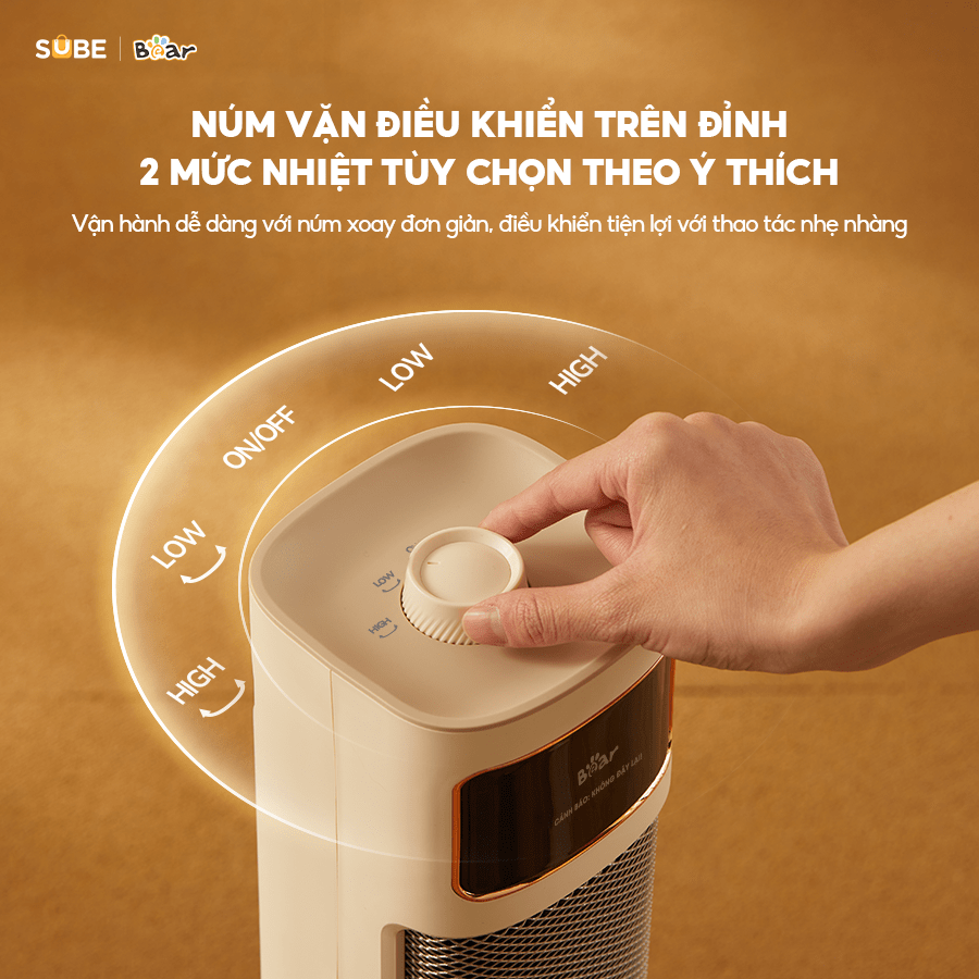2 mức nhiệt điều chỉnh tiện lợi bằng núm vặn
