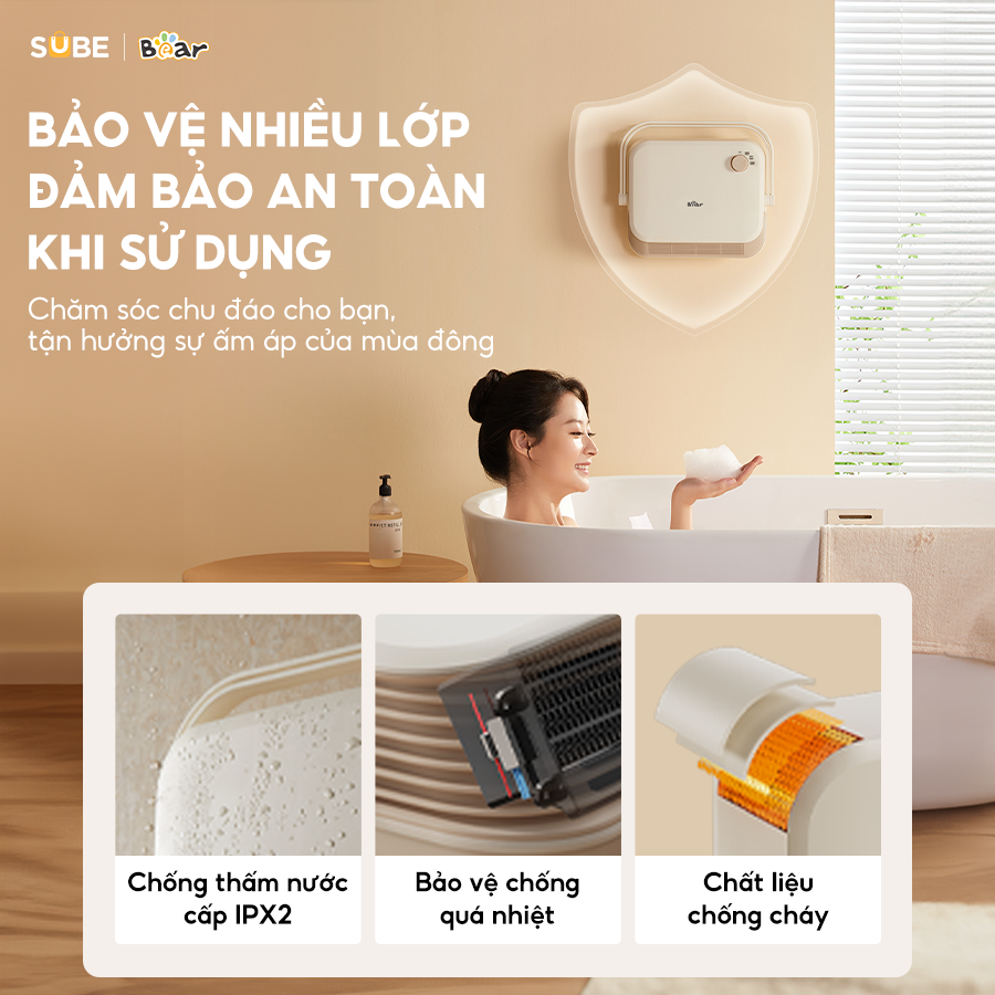 Nhiều lớp bảo vệ an toàn cho người dùng khi sưởi ấm