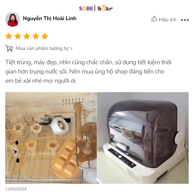 may-tiet-trung-bear-sb-mtt20-1-1-3 Đánh giá của chị Nguyễn Thị Hoài Linh sống tại Hà Nam