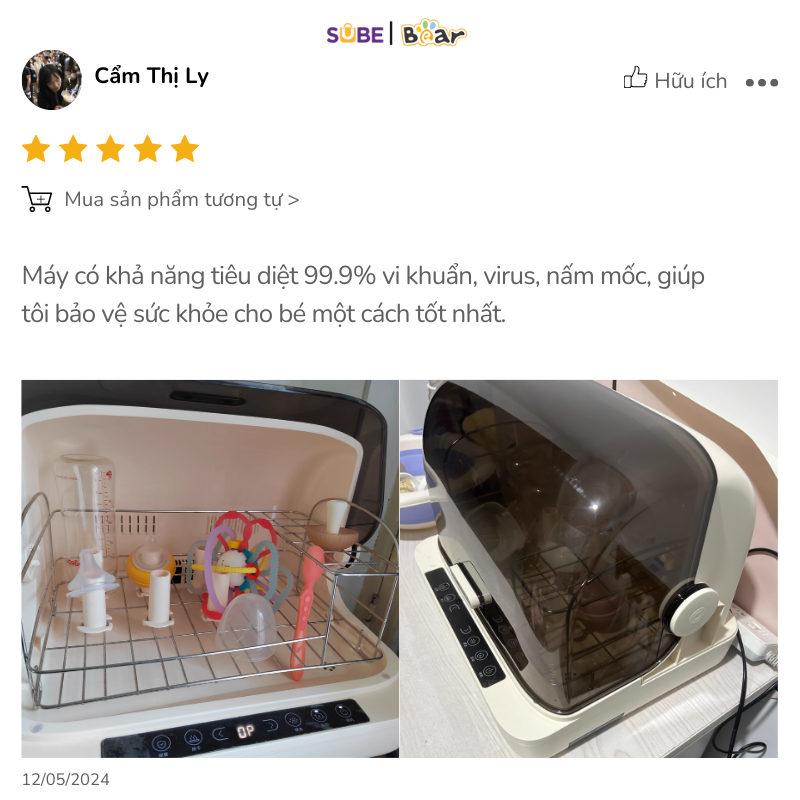may-tiet-trung-bear-sb-mtt20-4-1-3 Đánh giá của chị Cẩm Thị Ly sống tại Vĩnh Phúc