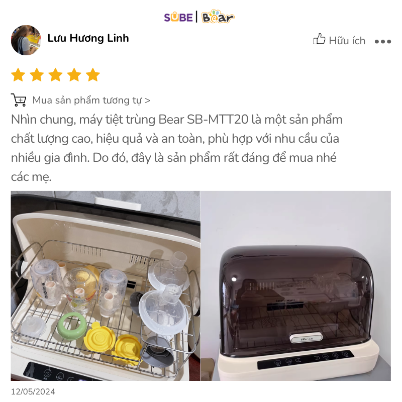 may-tiet-trung-bear-sb-mtt20-6-1-3 Đánh giá của chị Lưu Hương Linh sống tại Phú Thọ