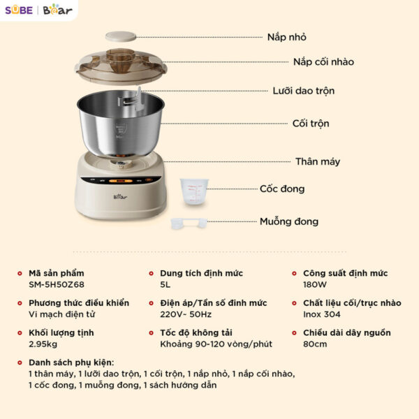 Máy trộn bột Bear 5L SM-5H50Z68 - Ảnh 23