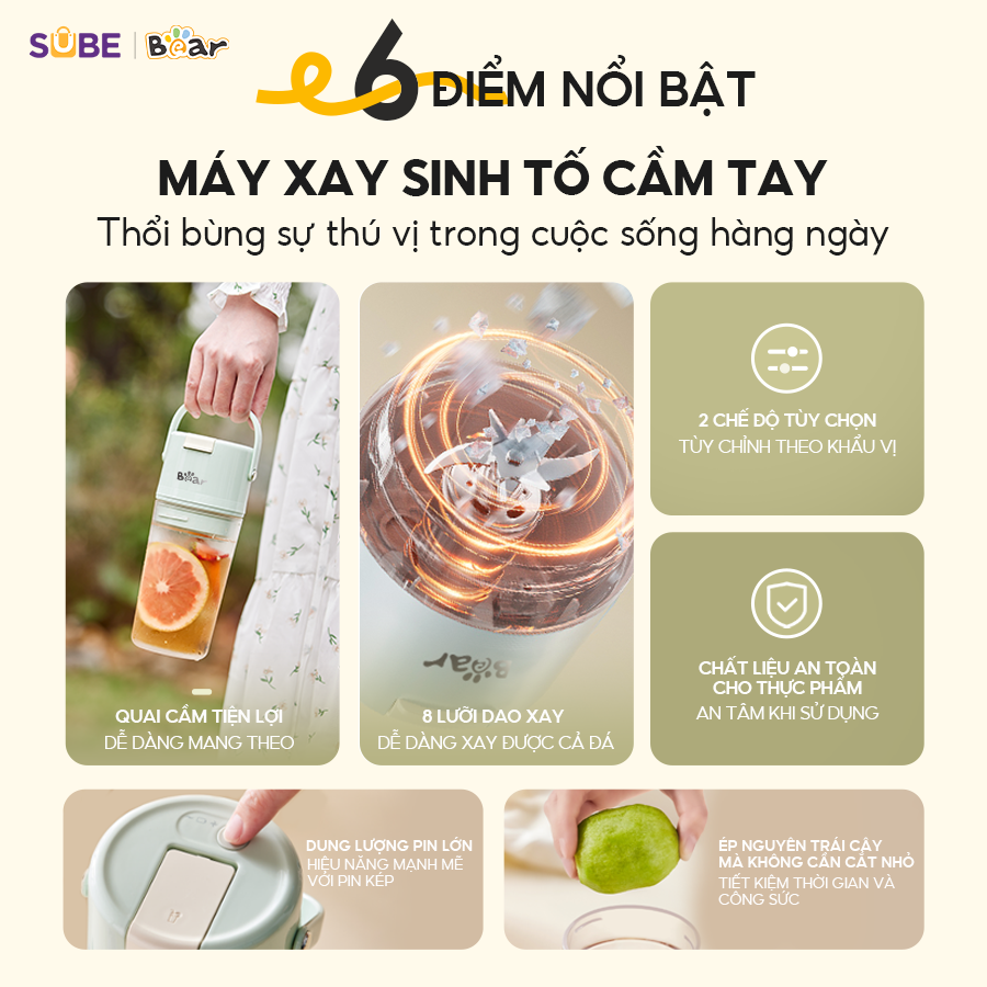 6 điểm nổi bật Máy xay sinh tố Bear SB-MX04X 6 điểm nổi bật Máy xay sinh tố Bear SB-MX04X