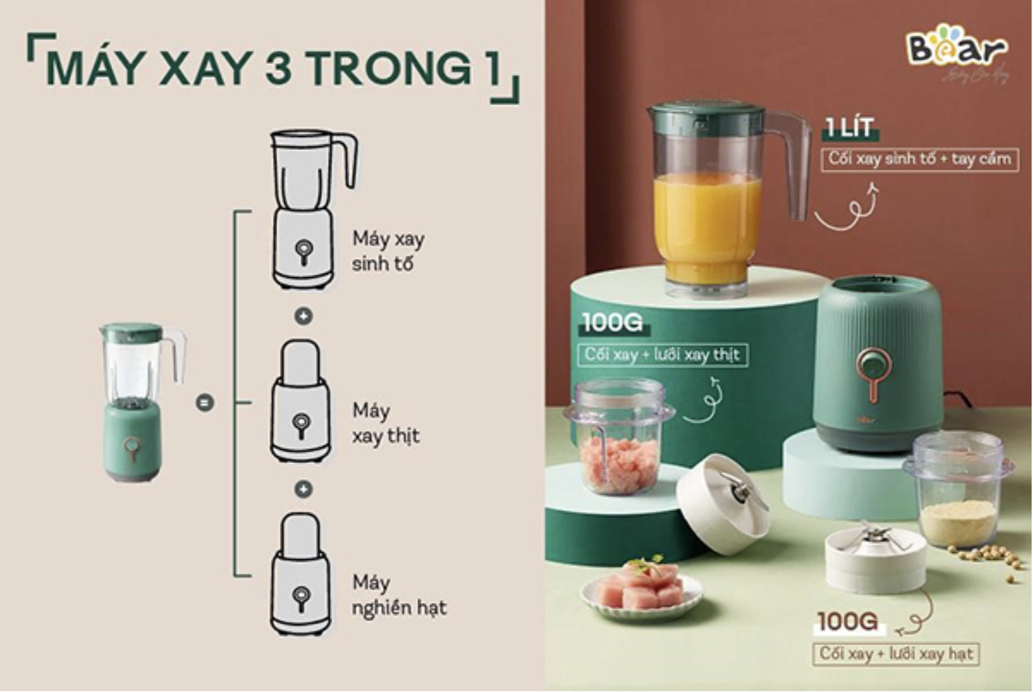 Máy xay sinh tố đa năng Bear BL-B10V2