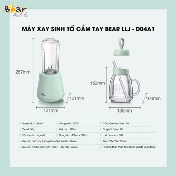 Máy xay sinh tố Bear LLJ-D04A1 - Ảnh 16