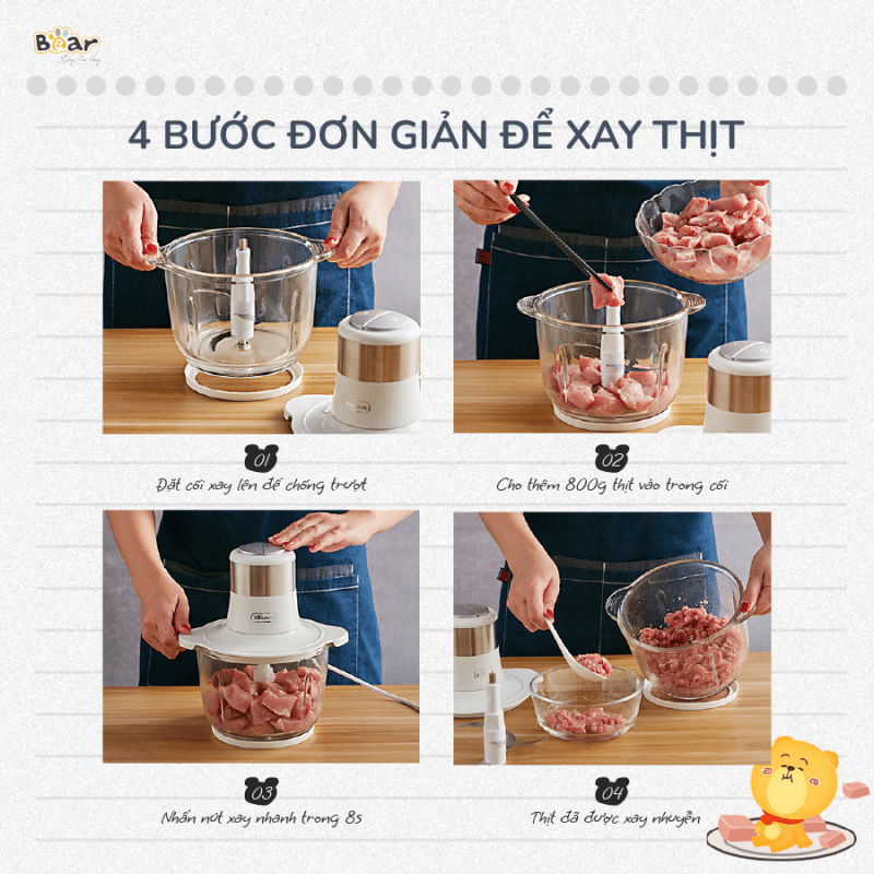 Xay thịt đơn giản với máy xay MA02L Xay thịt đơn giản với máy xay MA02L