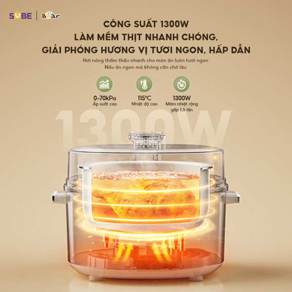 Nồi áp suất Bear 4L có nhiều ưu điểm vượt trội Nồi áp suất Bear 4L