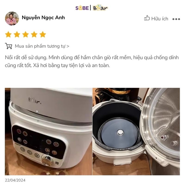 Đánh giá của khách hàng về nồi áp suất Bear 4L Nồi áp suất Bear 4L