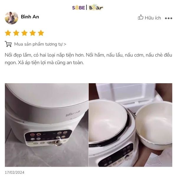 Khách hàng đánh giá về nồi áp suất Bear 4L Nồi áp suất Bear 4L