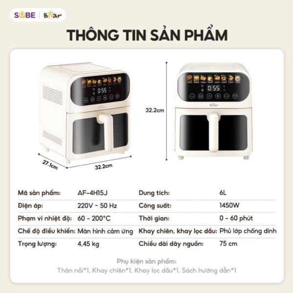 Nồi chiên không dầu Bear AF-4H15J - Ảnh 17