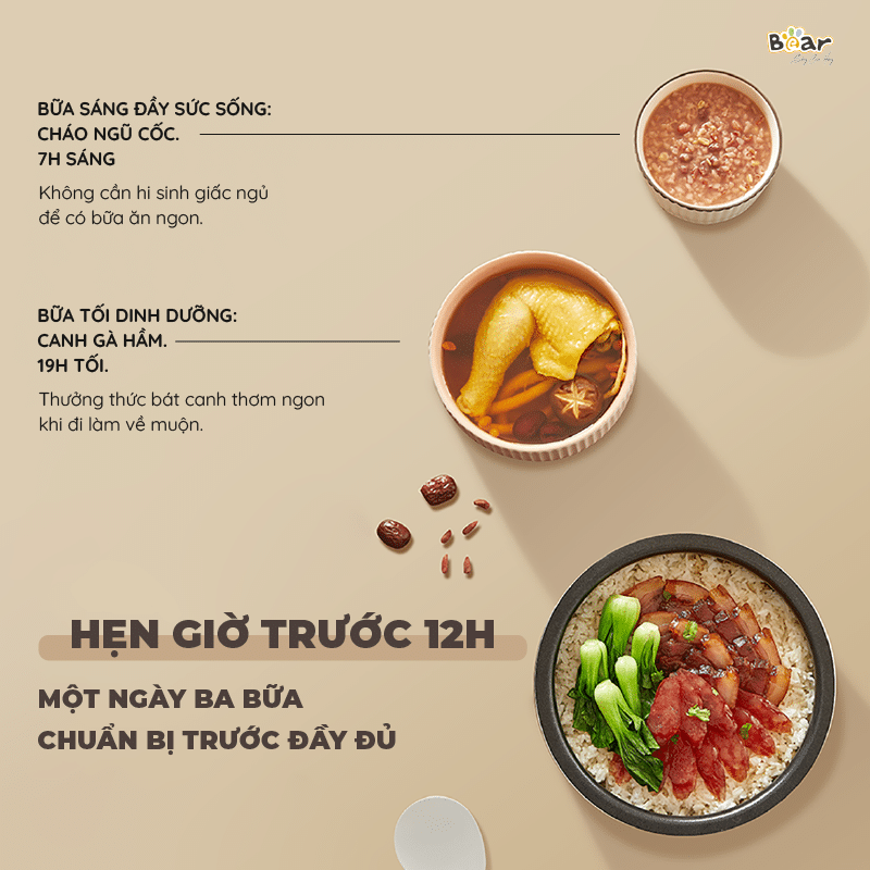 Chức năng hẹn giờ trong 12 tiếng không cần chờ đợi lâu Chức năng hẹn giờ trong 12 tiếng không cần chờ đợi lâu