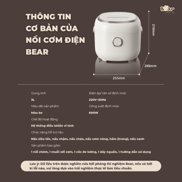 Nồi cơm điện Bear 3L SB-NC30A - Ảnh 9