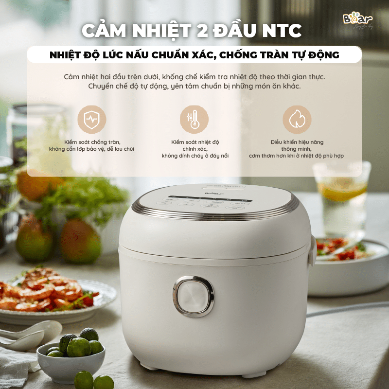 Cảm biến NTC siêu nhạy, đảm bảo cơm chín đều Cảm biến NTC siêu nhạy, đảm bảo cơm chín đều