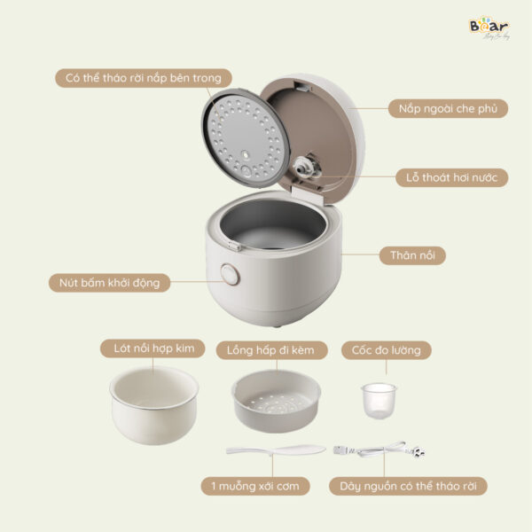 Nồi cơm điện Bear 3L SB-NC30B - Ảnh 7