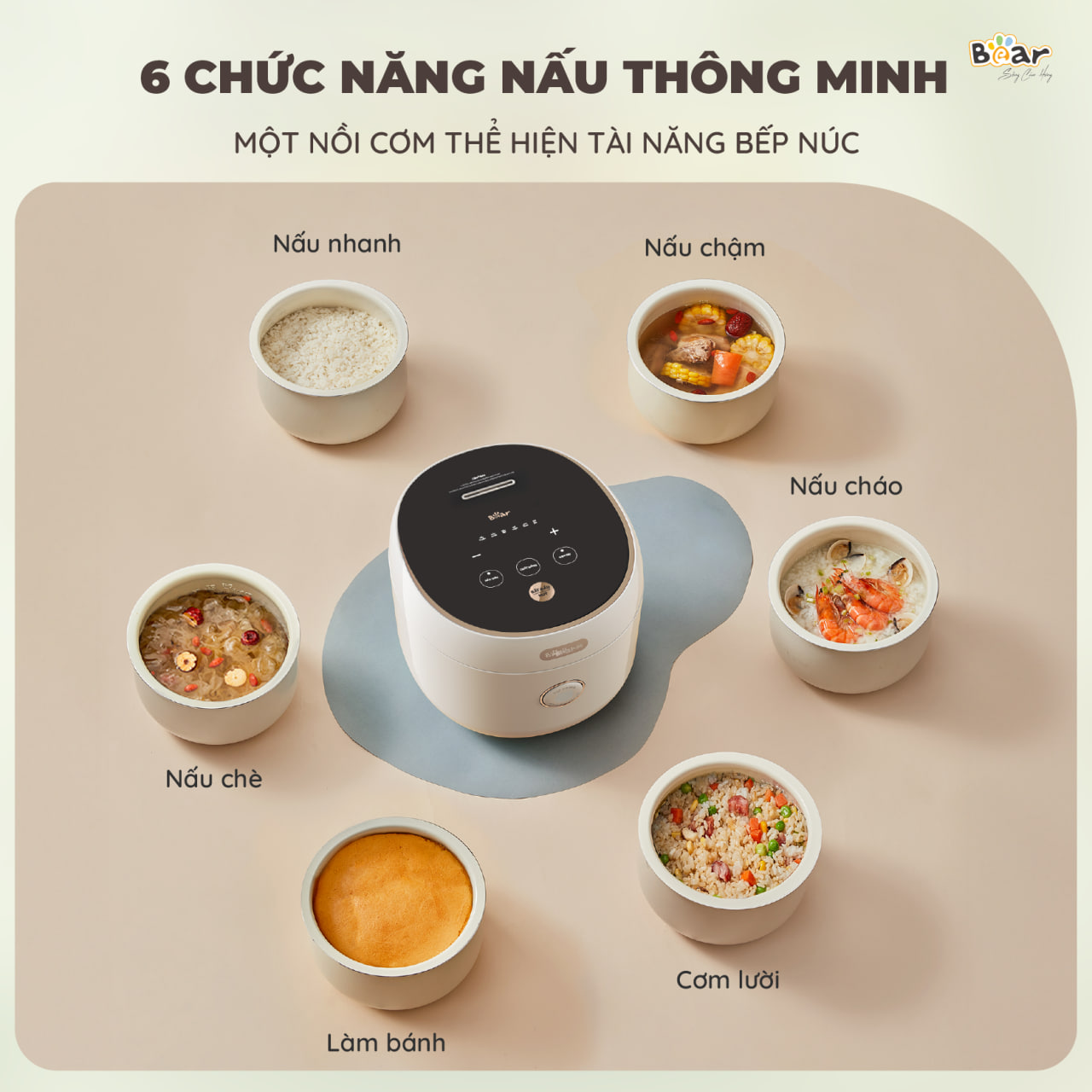 Nồi cơm điện Bear SB-NC30B giúp bạn nấu nhiều món ăn ngon mỗi ngày Nồi cơm điện Bear SB-NC30B
