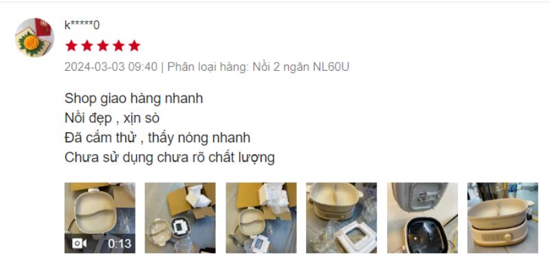 Người dùng đánh giá chất lượng sản phẩm nồi lẩu Bear Nồi lẩu Bear 6L