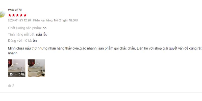 Chị Trâm Lê đánh giá 5 sao về nồi lẩu Bear 6L Nồi lẩu Bear