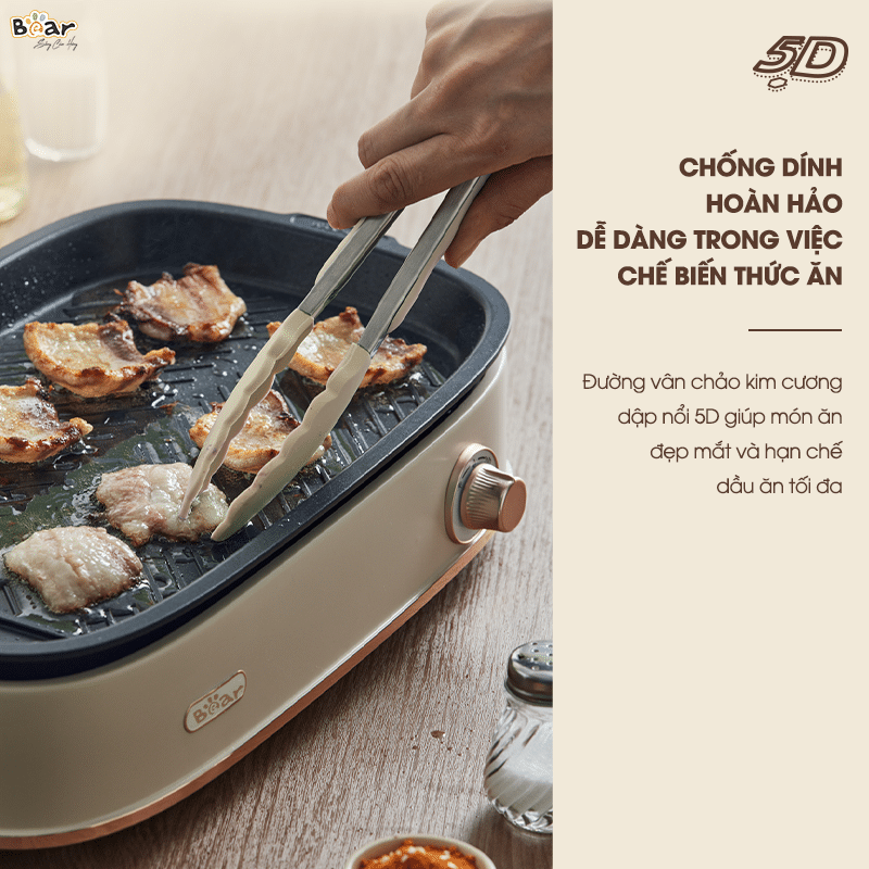 Các bước thao tác sử dụng chế độ rán và nướng trên nồi lẩu Bear SB-NL45K
