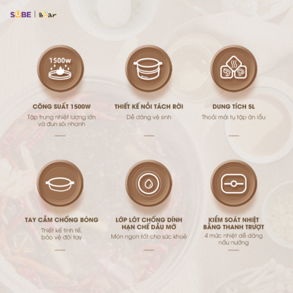 Nồi lẩu Bear 5L SB-NL05F - Ảnh 3